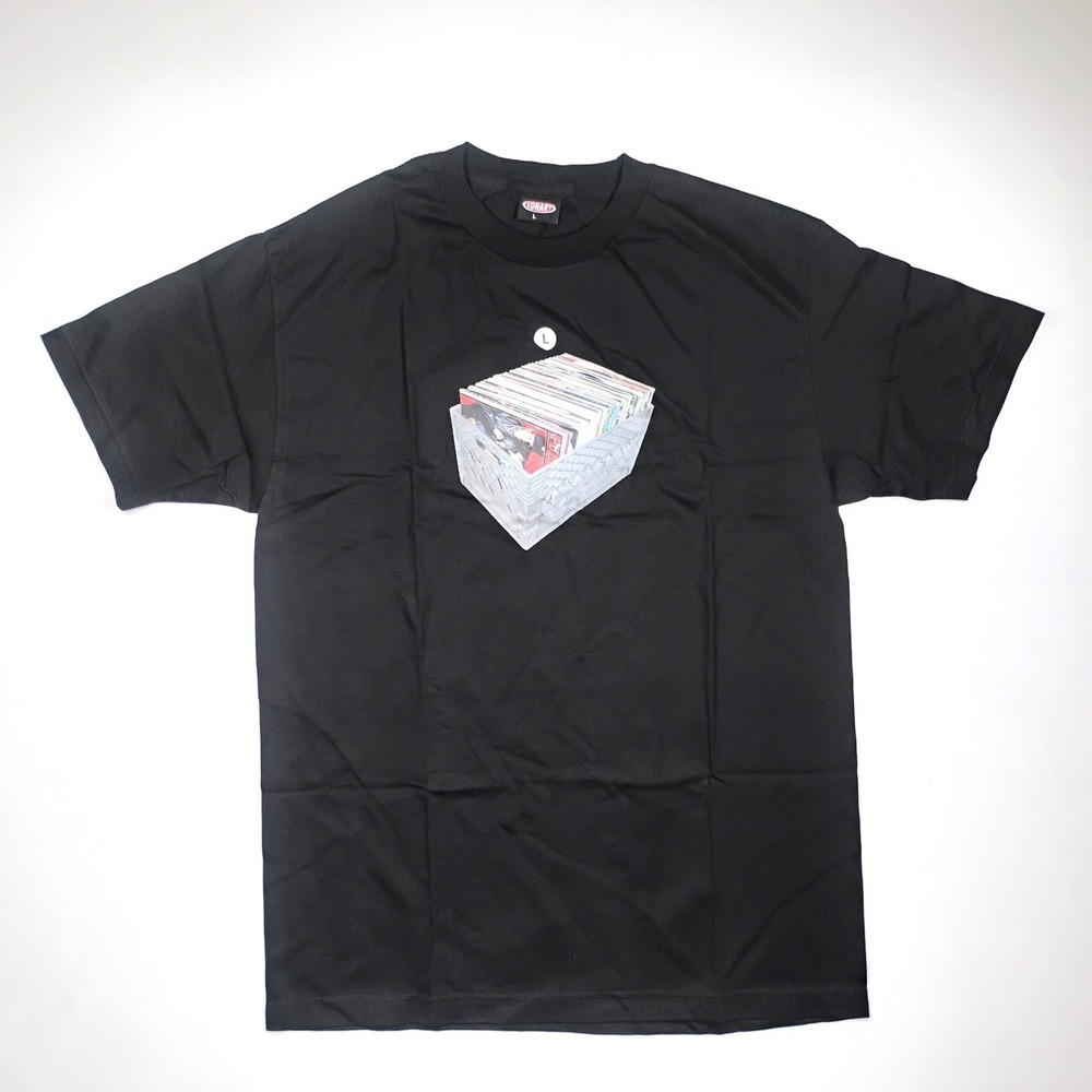 CONART Men's Black Graphic T-Shirt SZ L Vinyl Record Crate Art Vintage 90's NOS